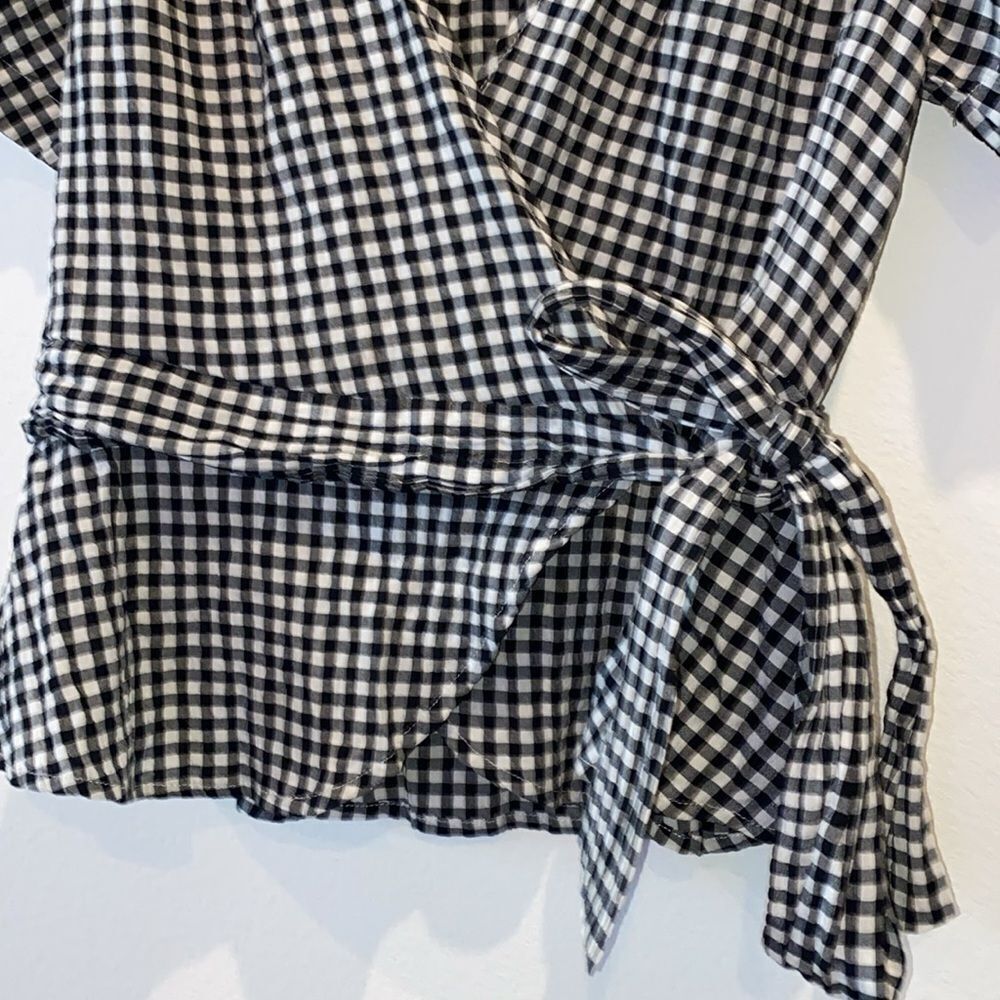 Max Studio Wrap Gingham Fall Blouse S​​​​​​​​​​​​​​​​​​​ - Picture 3 of 7